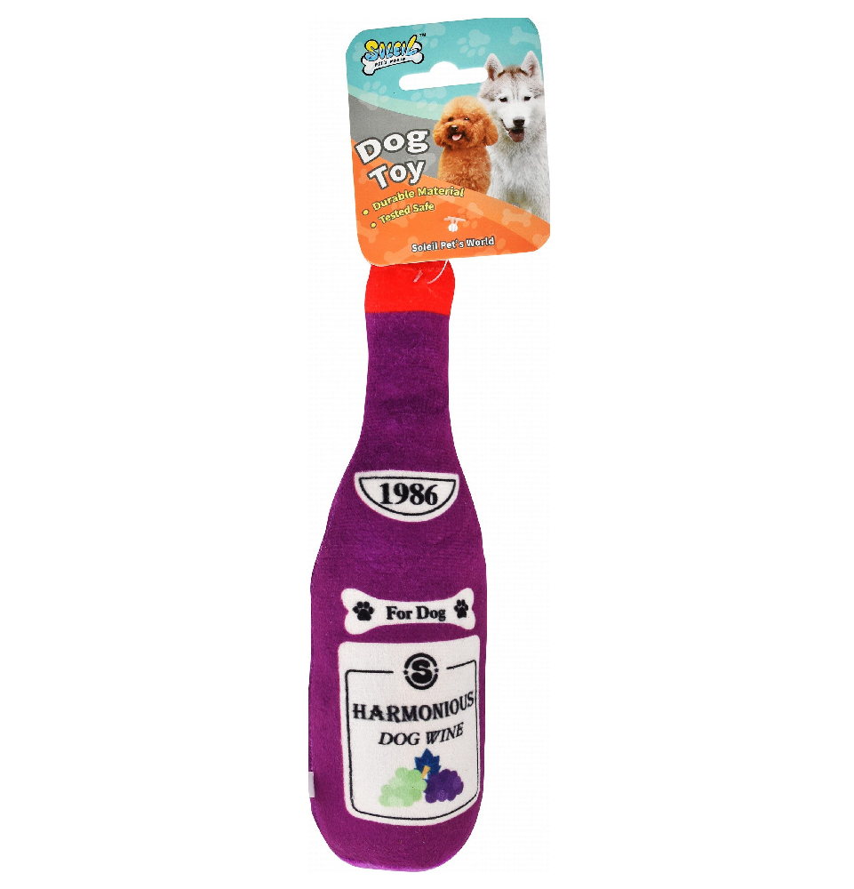 Soleil Purple Wine Bottle Shaped Dog Plush Toy