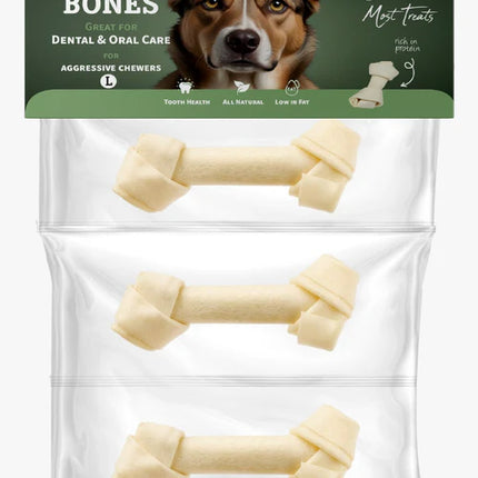 مكافآت مضغ للكلاب من عظام البقر الخام الغنية، قطعتان