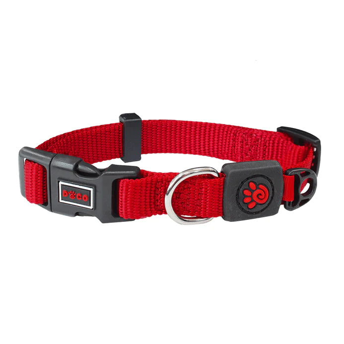 Doco Medium Red Nylon Dog Collar 35 to 51 in 2cm