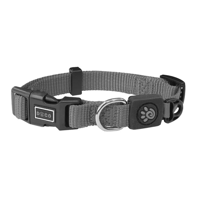 Doco Medium Gray Nylon Dog Collar 35to 51 in 2cm