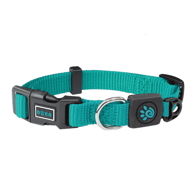 Doco Medium Turquoise Nylon Dog Collar with O-Ring 35 to 51 in 2 cm