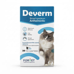 Deverm Cat Deverm Broad Spectrum Anthelmintic Deworming Tablets for Cats 10 Film-Coated Tablets