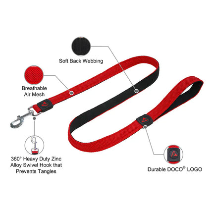 DOCO dog DOCO® Athletica Air Mesh Performance Dog Leash 5ft Size M/L 2.5 × 150 cm Turquoise