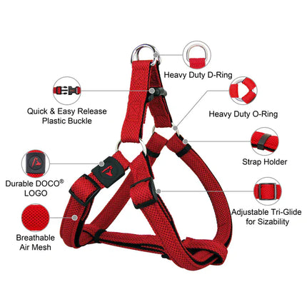 DOCO dog DOCO® Athletica Breathable Step-In Mesh Dog Harness Size Medium 2.5 × 53–77 cm Lime