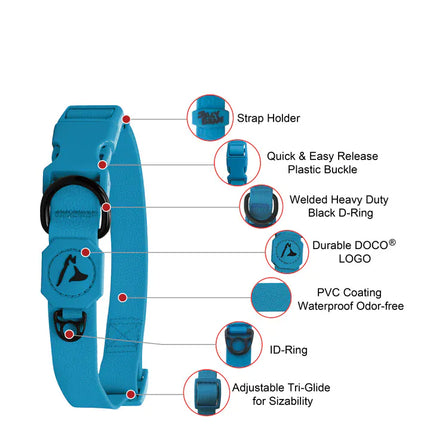 DOCO dog DOCO® Jelly Bean Waterproof Odor-Free Dog Collar Size Small 1.5 × 27-37 cm Wisteria