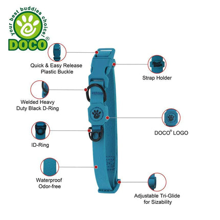Doco Dog DOCO® Jelly Nylon small mint green Dog Collar 1.5 in 27 to 37 cm