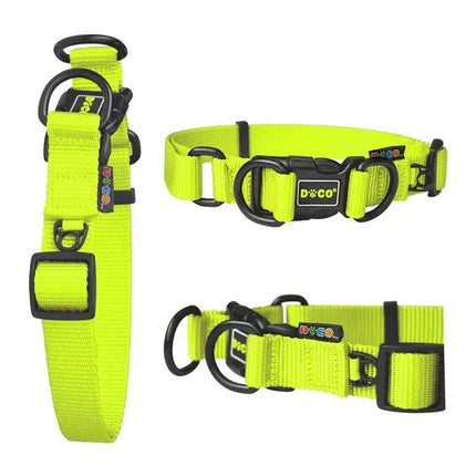 DOCO Dog Doco Large green Double D-Ring Nylon Dog Collar 45 to 68 in 2.5cm