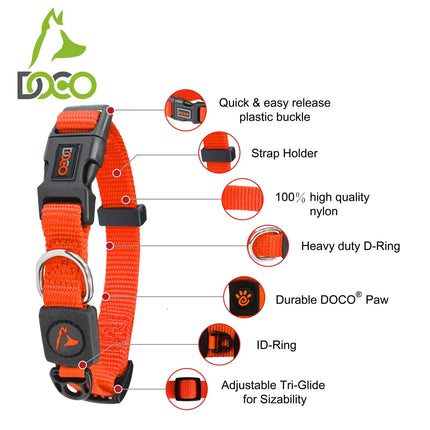 DOCO Dog Doco large Purple Nylon Dog Collar 25 to 40 in 1.5 cm