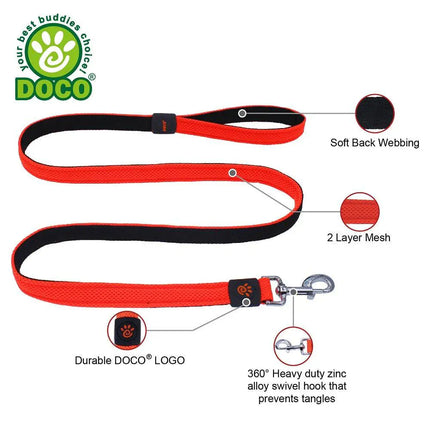 DOCO Dog DOCO Large red Mesh Dog Leash 150 in 2.5 cm