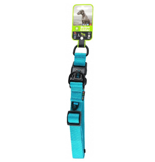 DOCO Dog Doco Large turquoise Double D-Ring Nylon Dog Collar 45 to 68 in 2.5cm