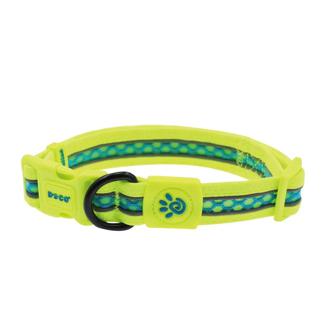 DOCO Dog DOCO Medium Green and Blue Reflective Mesh Dog Collar 35 to 51 in 2.5cm