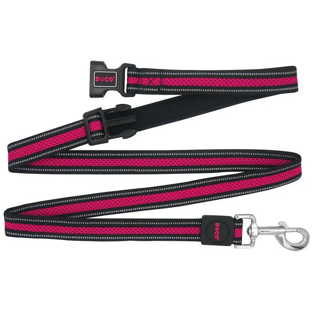 DOCO Dog DOCO Medium to Large Black and Pink Mesh Leash 180 in 2.5cm