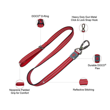 Doco Dog DOCO® Nylon Dog Medium Pink Leash with Reflective 120 in 2 cm