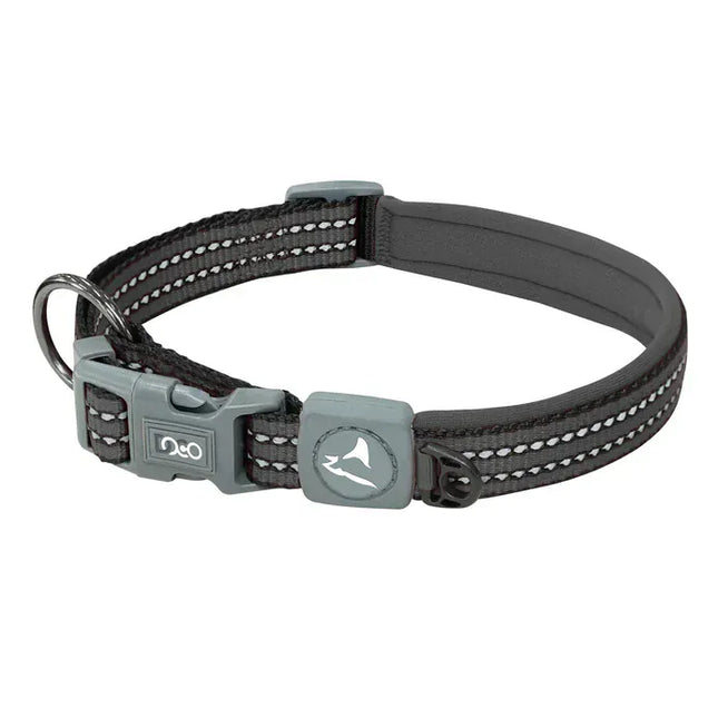 Doco Dog DOCO® O-Ring Nylon Medium Black and Gray Dog Collar 44 to 55 in 2cm