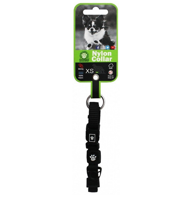 DOCO Dog Doco O-Ring XS Black Nylon Dog Collar 21 to 30 in 1cm