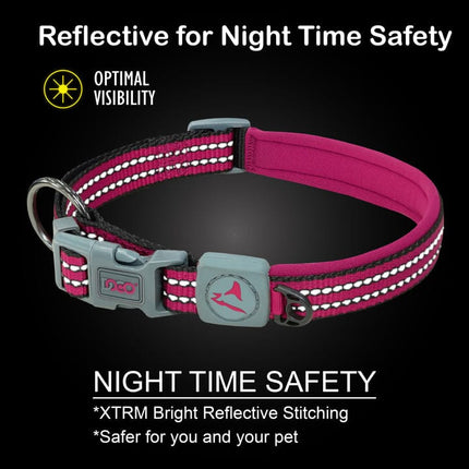 DOCO dog DOCO® Reflective O-Ring Security Dog Collar High-Visibility Safety Catch Nylon Collar Size L 2.5 × 53–64 cm Red