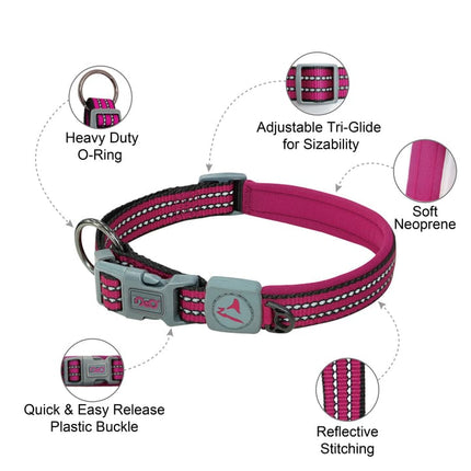 DOCO dog DOCO® Reflective O-Ring Security Dog Collar High-Visibility Safety Catch Nylon Collar Size L 2.5 × 53–64 cm Red