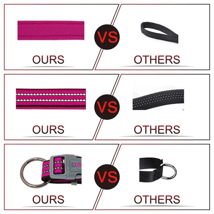 DOCO dog DOCO® Reflective O-Ring Security Dog Collar High-Visibility Safety Catch Nylon Collar Size L 2.5 × 53–64 cm Red