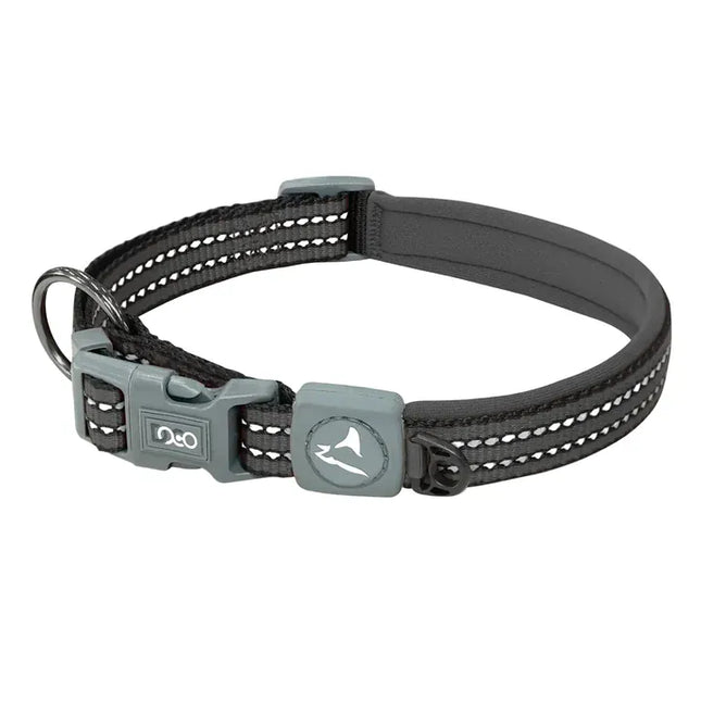 DOCO dog DOCO® Reflective O-Ring Security Dog Collar High-Visibility Safety Catch Nylon Collar Size XL 2.5 × 63 – 70 cm Grey