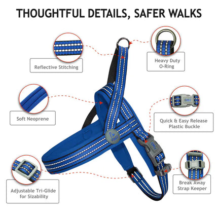DOCO dog DOCO® Reflective Padded Dog Harness with Handle Size M/L 2.5 ×60×64-80 cm Grey