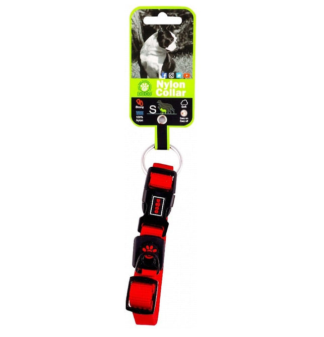 DOCO Dog Doco Small Red Nylon Dog Collar 25 to 40 in 1.5cm