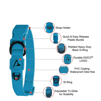 DOCO dog DOCO® Waterproof Odor-Free Dog Collar Jelly Bean Easy-Clean Adventure Collar Size M 2.0× 34– 52cm Black