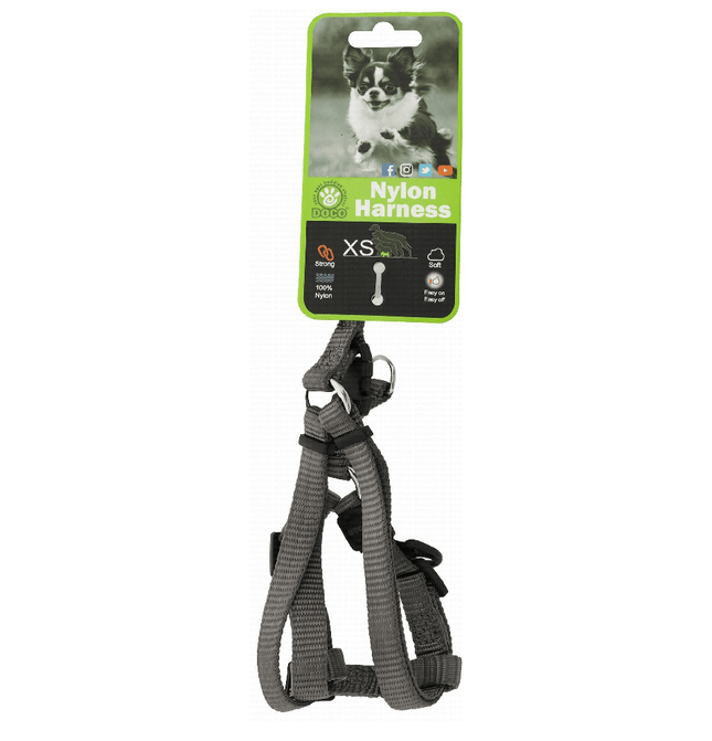 DOCO Dog DOCO XS Gray Nylon Dog Harness 32 to 44 in 1cm