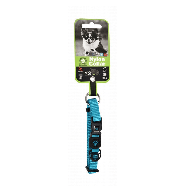 DOCO Dog Doco XS Light Blue Nylon Dog Collar 15 to 25 in 1cm