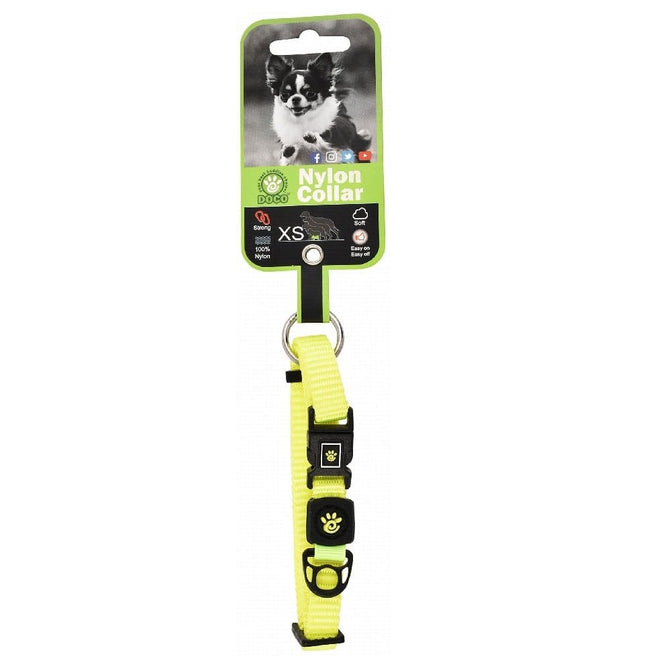 DOCO Dog Doco XS Neon Green Nylon Dog Collar 21 to 30 in 1cm