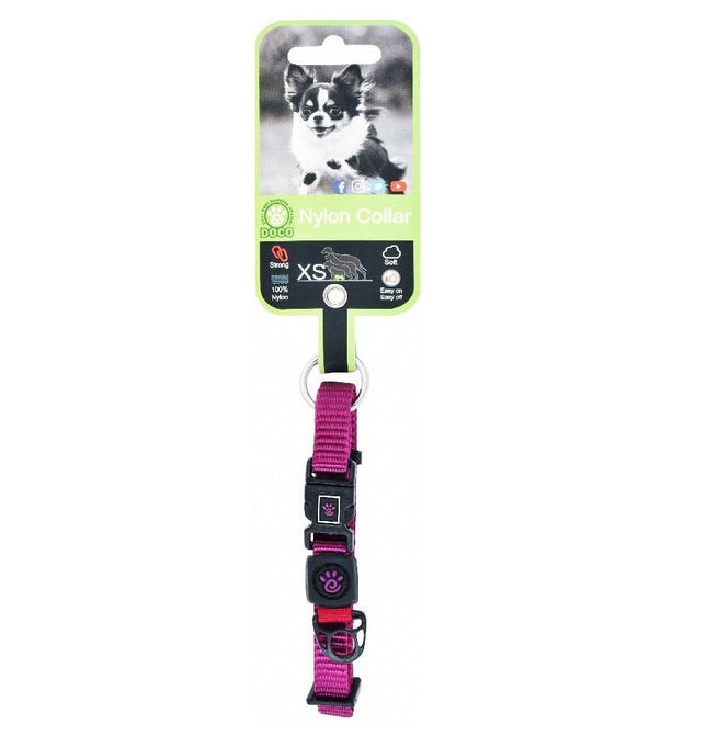 DOCO Dog Doco XS Purple Nylon Dog Collar 15 to 25 in 1cm