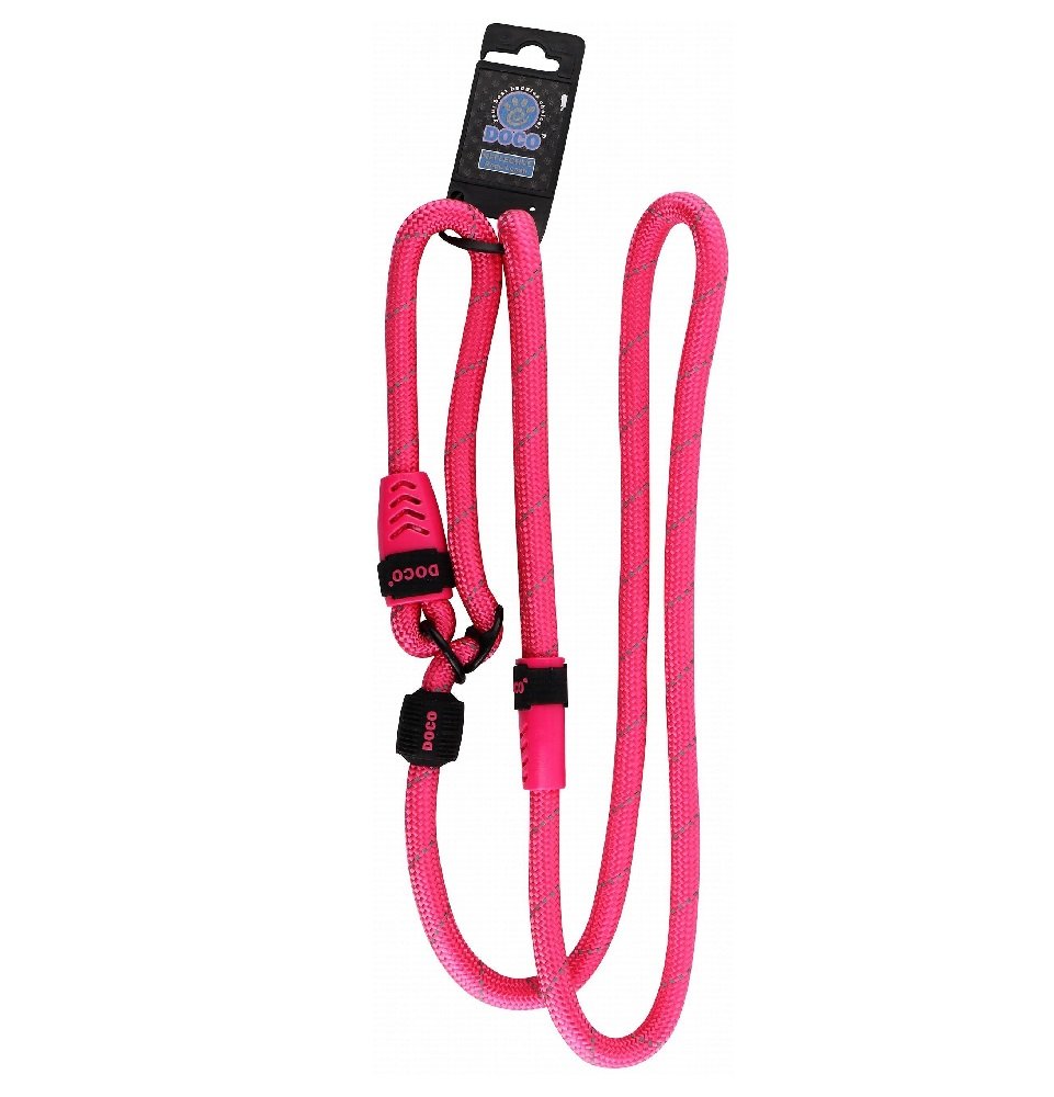 Doco Pink Reflective Rope Leash And Collar 30 cm