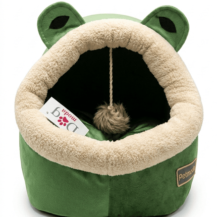 dog moda Cat Dogmoda Cute Frog Hooded Pet Cave Bed for Cats And Small Dogs  Green 50 Cm