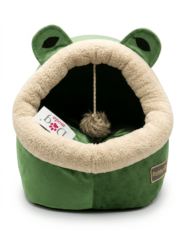 dog moda Cat Dogmoda Cute Frog Hooded Pet Cave Bed for Cats And Small Dogs  Green 50 Cm