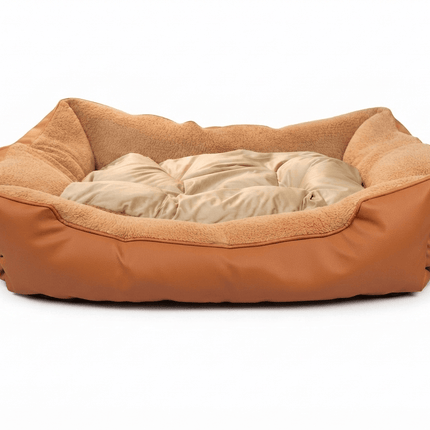dog moda Dog and cat Dog Moda Premium Leatherette And Plush Dog Rectangular Cushion Mat Brown 95 × 75 cm