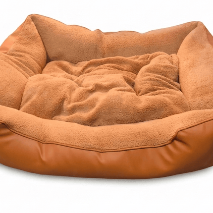 dog moda Dog and cat Dog Moda Premium Leatherette And Plush Dog Rectangular Cushion Mat Brown 95 × 75 cm