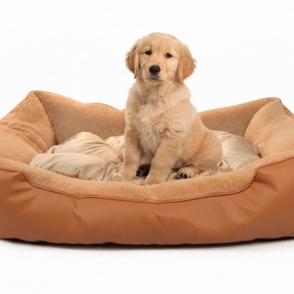 dog moda Dog and cat Dog Moda Premium Leatherette And Plush Dog Rectangular Cushion Mat Brown 95 × 75 cm