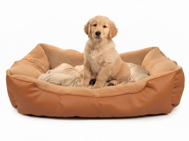 dog moda Dog and cat Dog Moda Premium Leatherette And Plush Dog Rectangular Cushion Mat Brown 95 × 75 cm