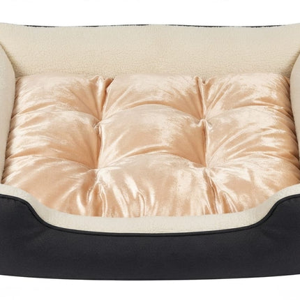 dog moda Dog and cat Dog Moda Premium Leatherette And Plush Dog Rectangular Cushion Mat Brown 95 × 75 cm