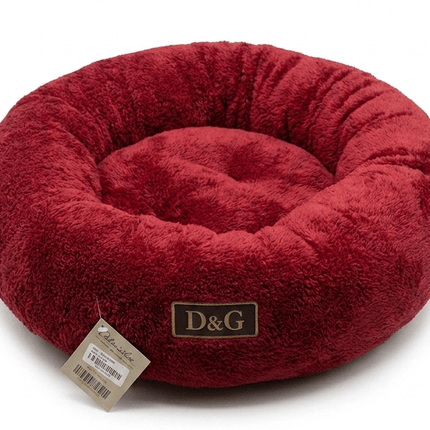 dog moda Dog and cat Petmoda Round Plush Donut Pet Bed for Dogs And Cats 50 cm Red