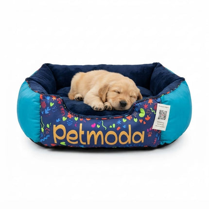 dog moda Dog Petmöda Printed Plush Pet Bed in Blue 70x55cm