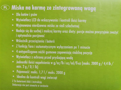 Zoofari Pet Feeding Bowl With Built in Scale Removable Stainless Steel