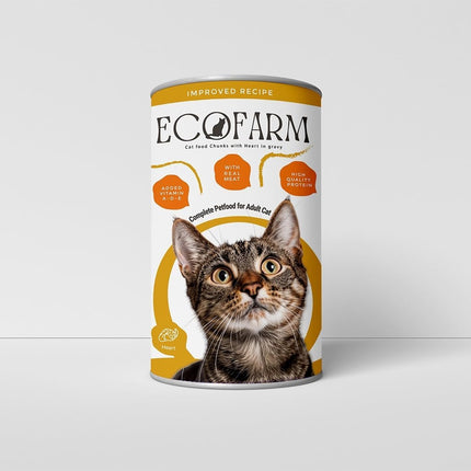 Eco Farm Cat Eco farm wet food Chunks with Chicken heart for adult cat 400 gr