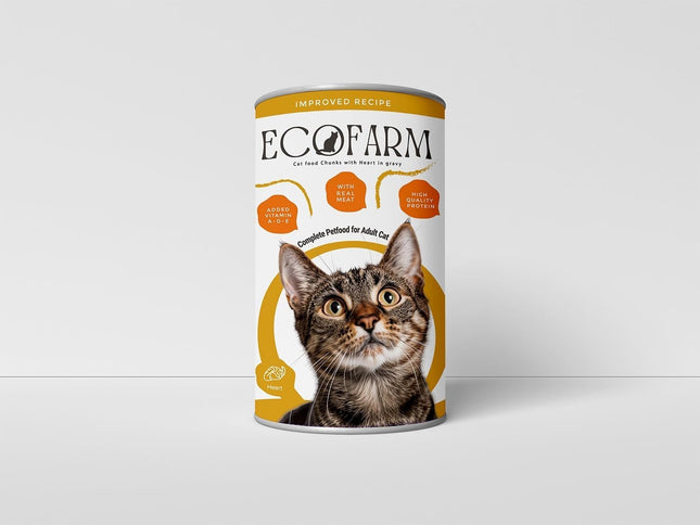 Eco Farm Cat Eco farm wet food Chunks with Chicken heart for adult cat 400 gr