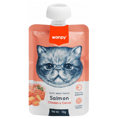 Wanpy Cat Treat Paste with Seafood and Chicken and Carrot 90 gr