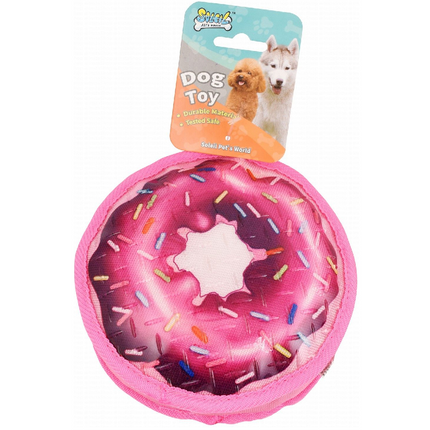لعبة مضغ للكلاب على شكل دونات باللون الوردي من سولي