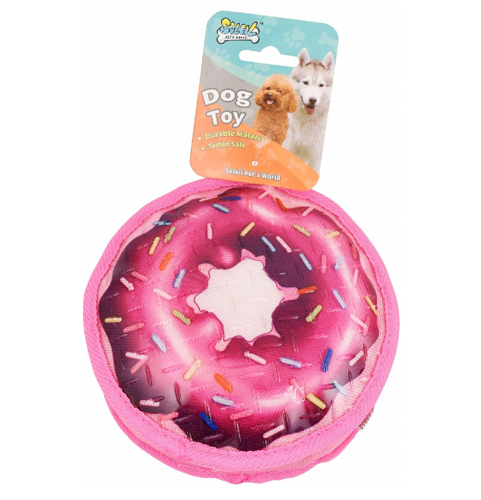 Soleil Pink Donut Shaped Dog Chew Toy