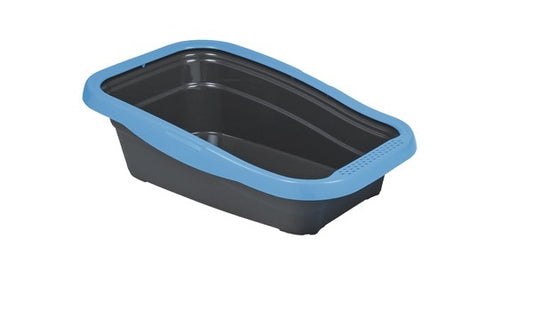 MPS2 Nella Black And Blue Cat Litter Tray with Rim 58x37.5x18cm