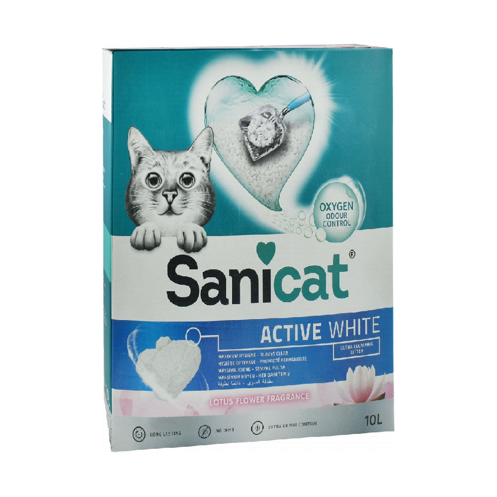 Sanicat Active White Ultra Clumping Cat Litter Lotus Flower Scent 10 L