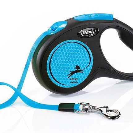 Flexi Dog and cat Flexi Neon Small Black and Blue 5m Retractable Tape Leash for Dogs Up to 15 kg