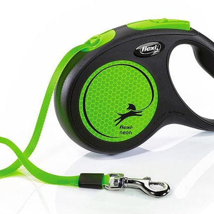 Flexi Dog and cat Flexi Neon Small Black and Green 5m Retractable Tape Leash for Dogs Up to 15 kg